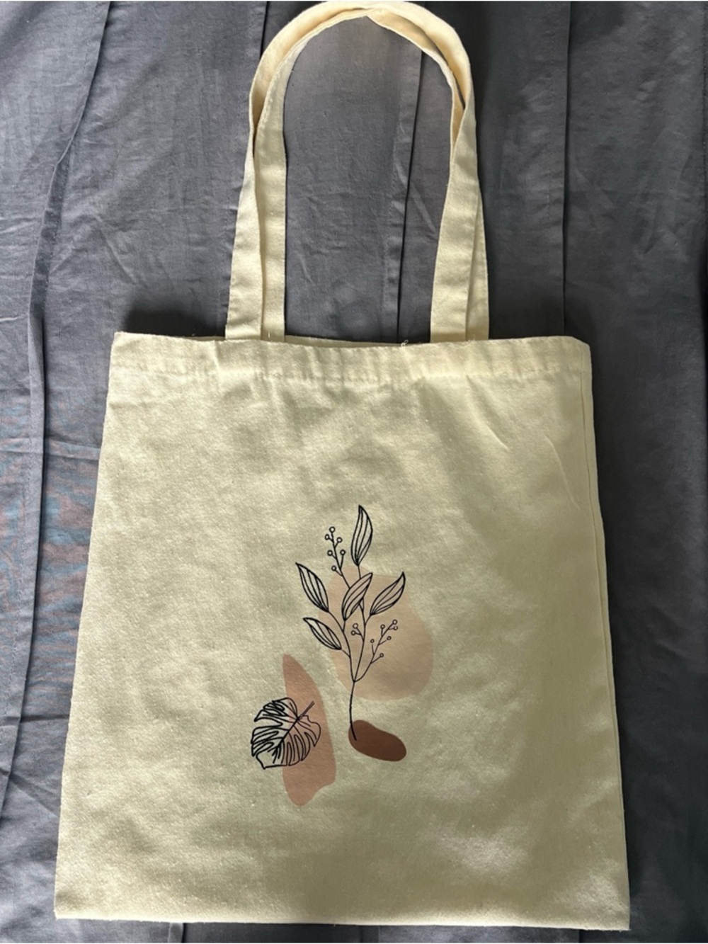 Canvas Floral Tote Bag in Cream